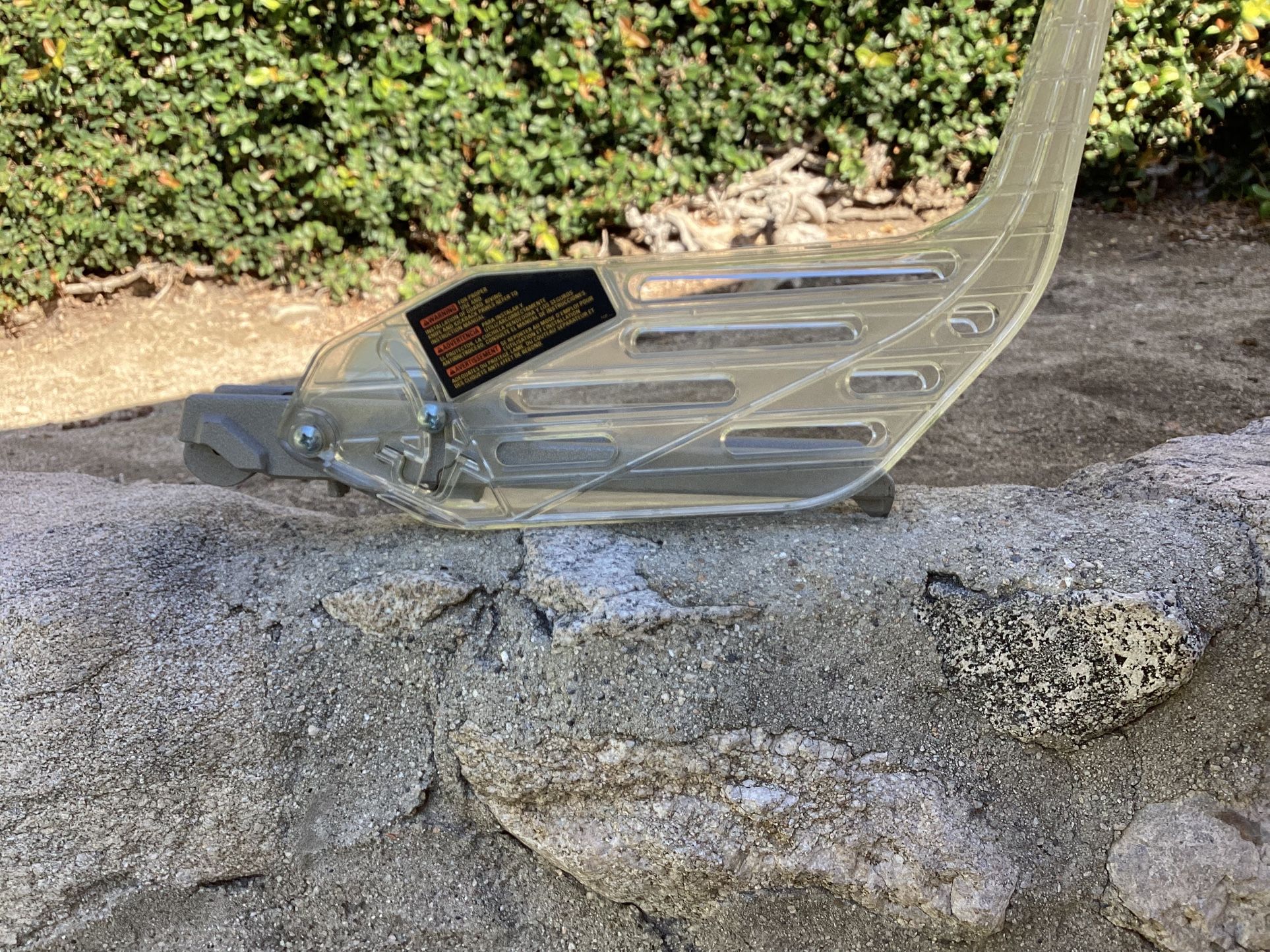 Dewalt table saw blade guard assembly. It is an original part designed for several Dewalt table saw models, including the DW745, DW744XRS, DW744X, and