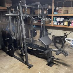 Vesta Fitness Smith Machine 2001 w/Bench Attachment | 230lb Bumpers Weights | 7ft Olympic Bar | Fitness | Gym Equipment | FREE DELIVERY 🚚 