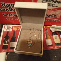 A Birthstone Silver Necklace Diamond Baby Blue