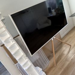 Samsung The Frame 75” QLED 4K TV – Barely Used & in Original Box – with Tripod Stand + White Bezel