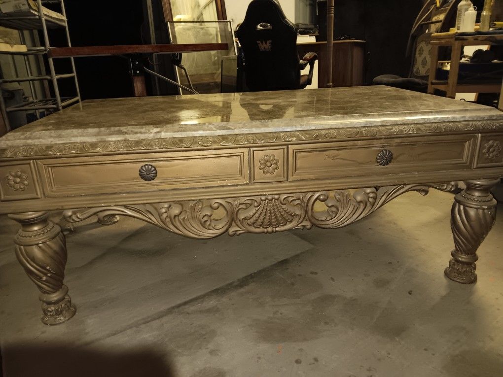 Antique 1800s Eastlake Victorian White Marble Top Coffee Table