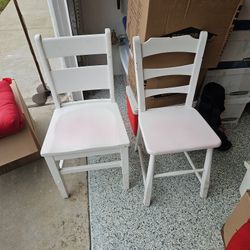 2 Cute Wooden Desk Chairs Painted White