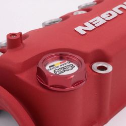 Brand New Jdm Mugen Emblem Brushed Red Engine Oil Filler Cap Badge For Honda / Acura