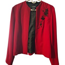 Byer California Red Jacket with Black Floral Embroidery size 12 