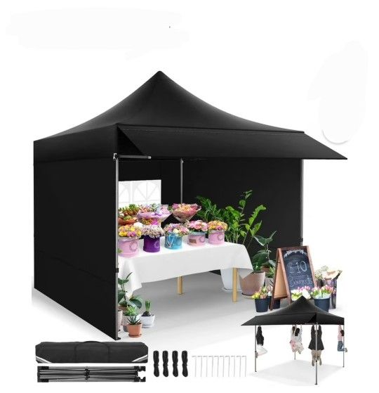 10x10 Pop Up Canopy Heavy Duty Party Tent with Removable Awning and Sidewalls,Easy Up Outdoor Wedding Commercial Canopy,Gazebo All Season Windproof&Wa