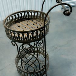 Vintage French Wrought Iron 2-Tier  Garden Topiary Stand