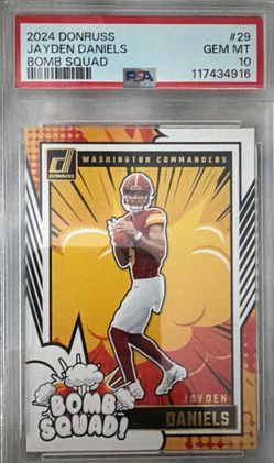NFL 2024 Donruss Jayden Daniels RC # 29-  Bomb Squad - PSA 10