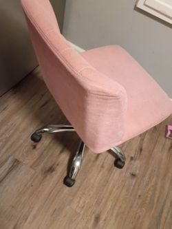 Pink Velvet Office Chair with Chrome Base
