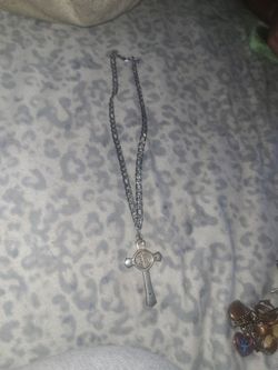Silver chain with cross