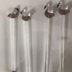 4 Glass Swizzle Sticks 