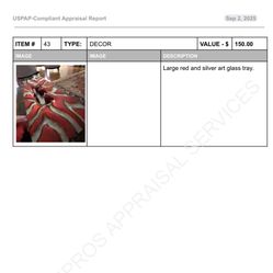 Large Red And Silver Art Glass Tray