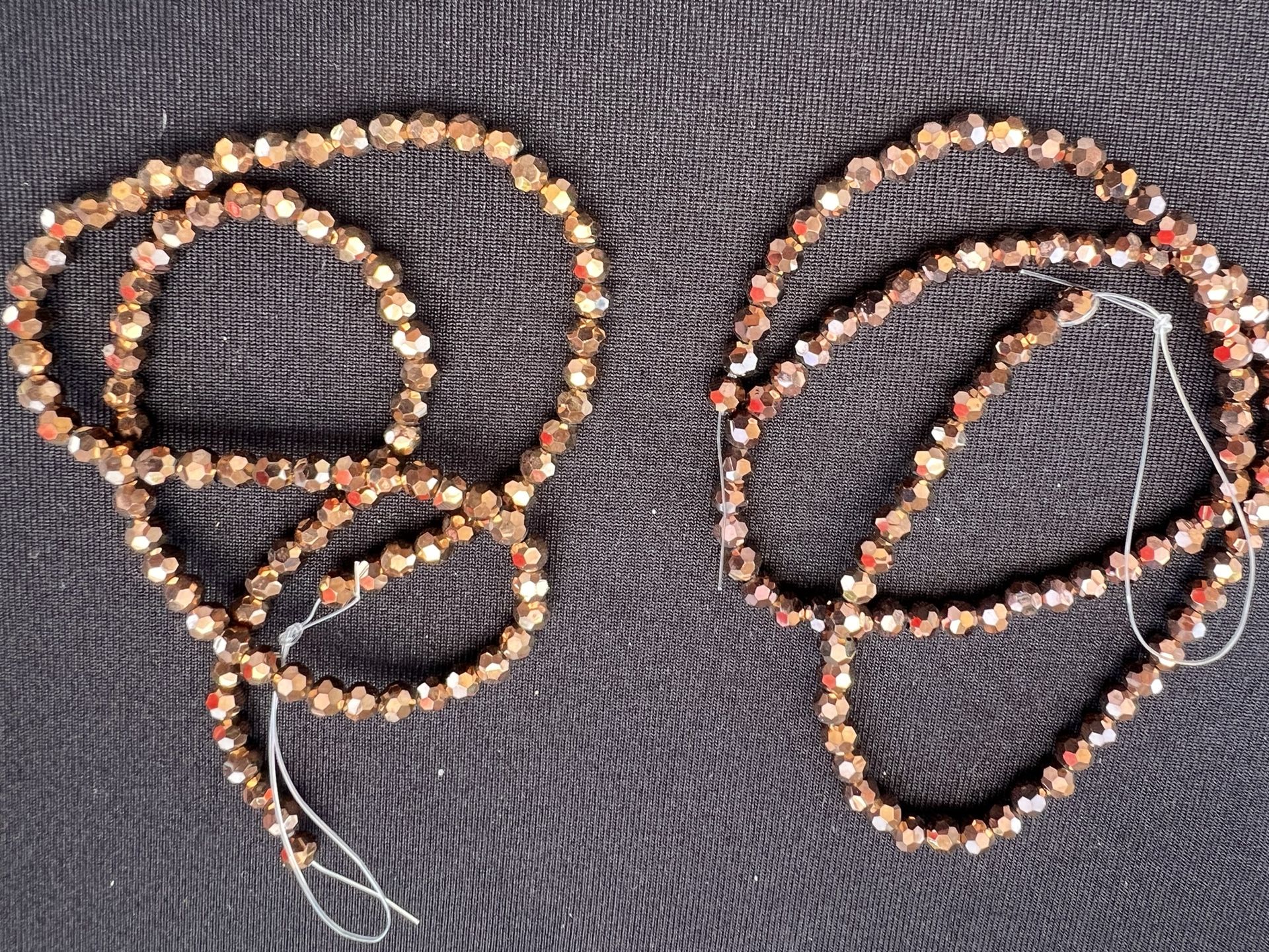 Two Strings Of Swarovski Metallic Beads -Rose gold