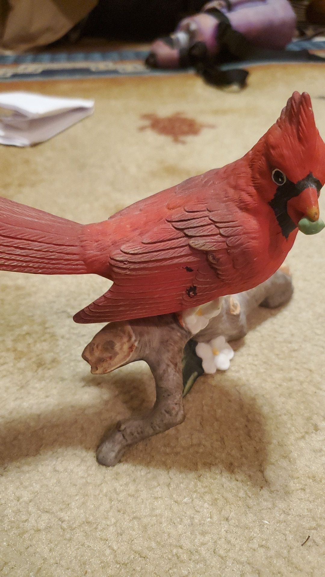 Red cardinal bird porcelain figurine or statue