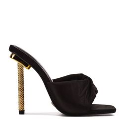 Cape Robbin Sz 7 Blk Gold Heel Mule