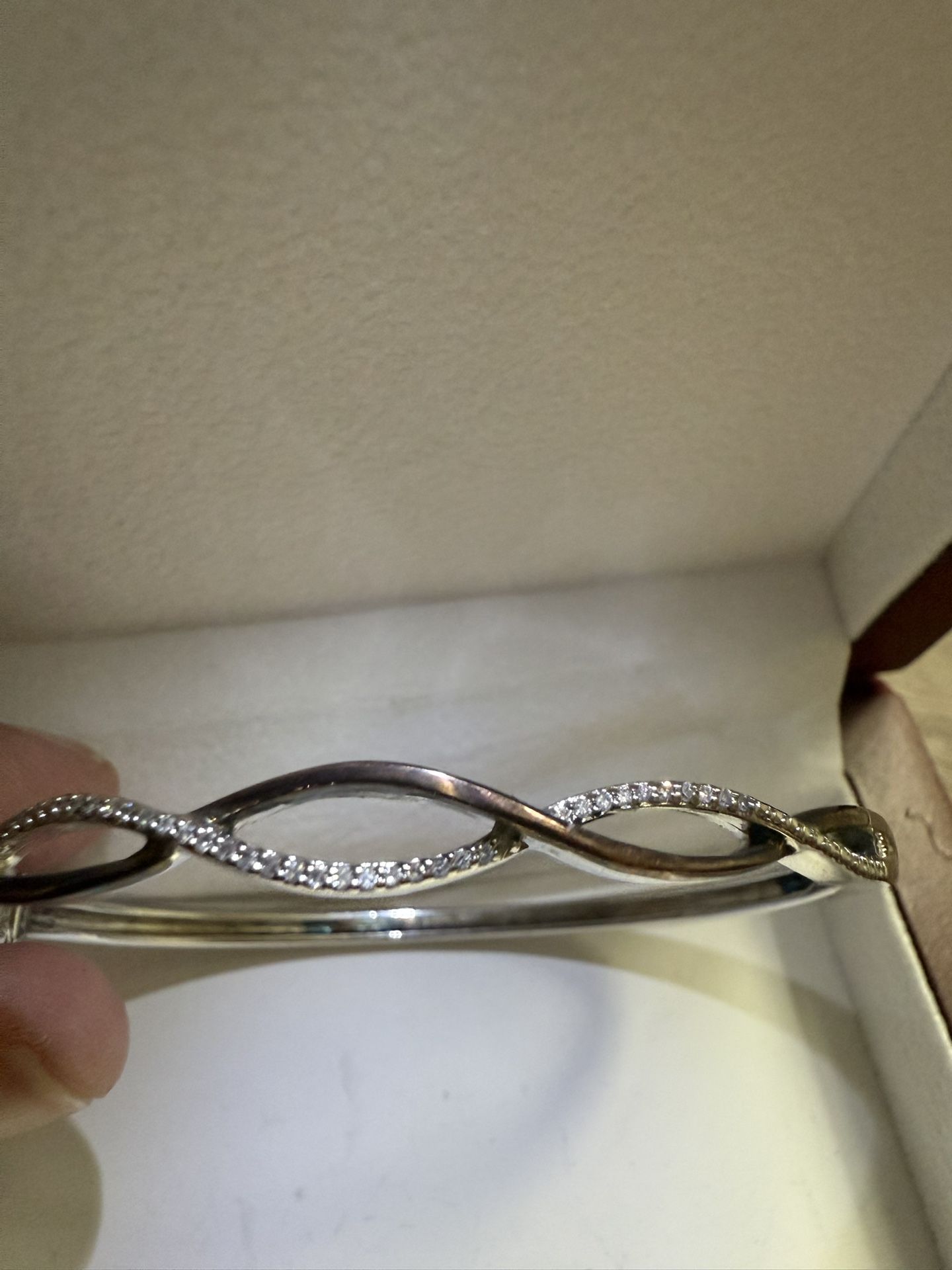 Open Twist Bracelet Silver, Rose Gold And Diamond
