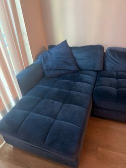 Blue velvet couch