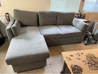 The Coddle Luke Fabric Sleeper Sofa with Reversible Chaise and Storage