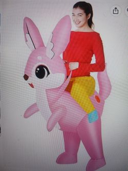 Teen Inflatable Pink Anime-style Fox Ride-On Costume