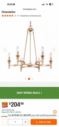 Uolfin 6-Light Traditional Candlestick Brass Chandelier for Dining Room, Gold Mid-century Kitchen Island Bedroom Chandelier