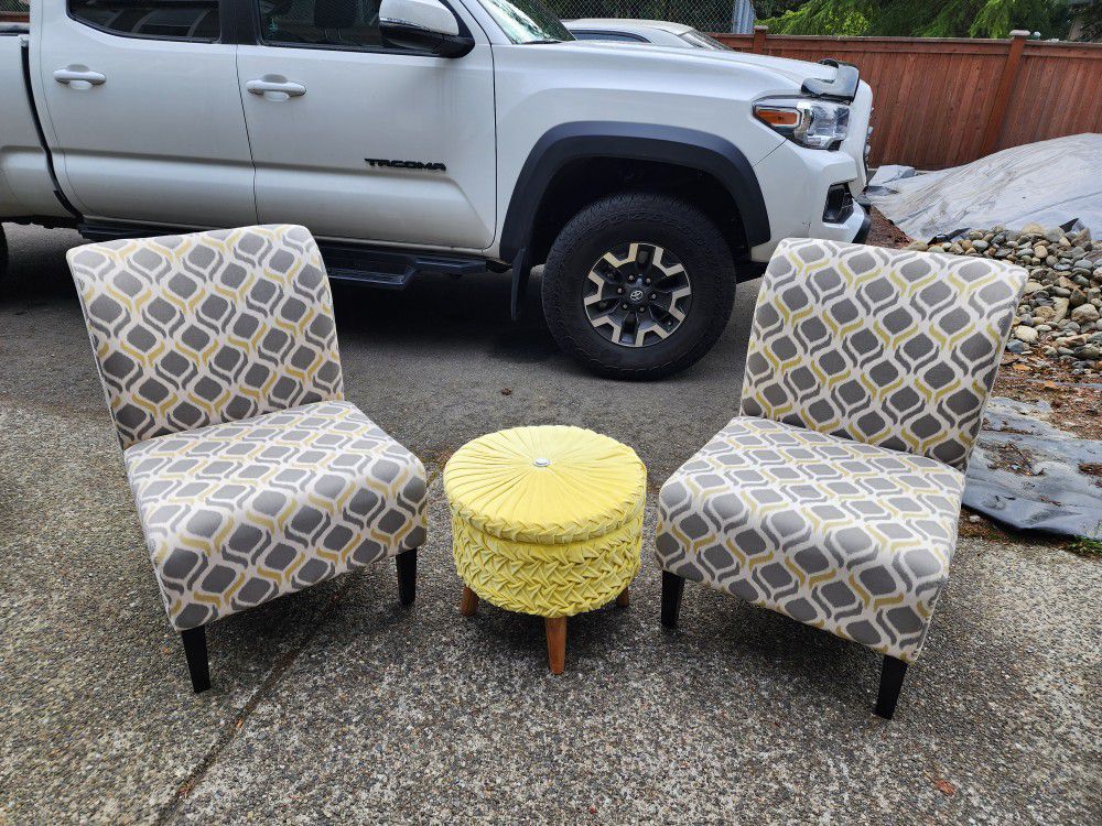 Accent Chairs And Ottoman Set