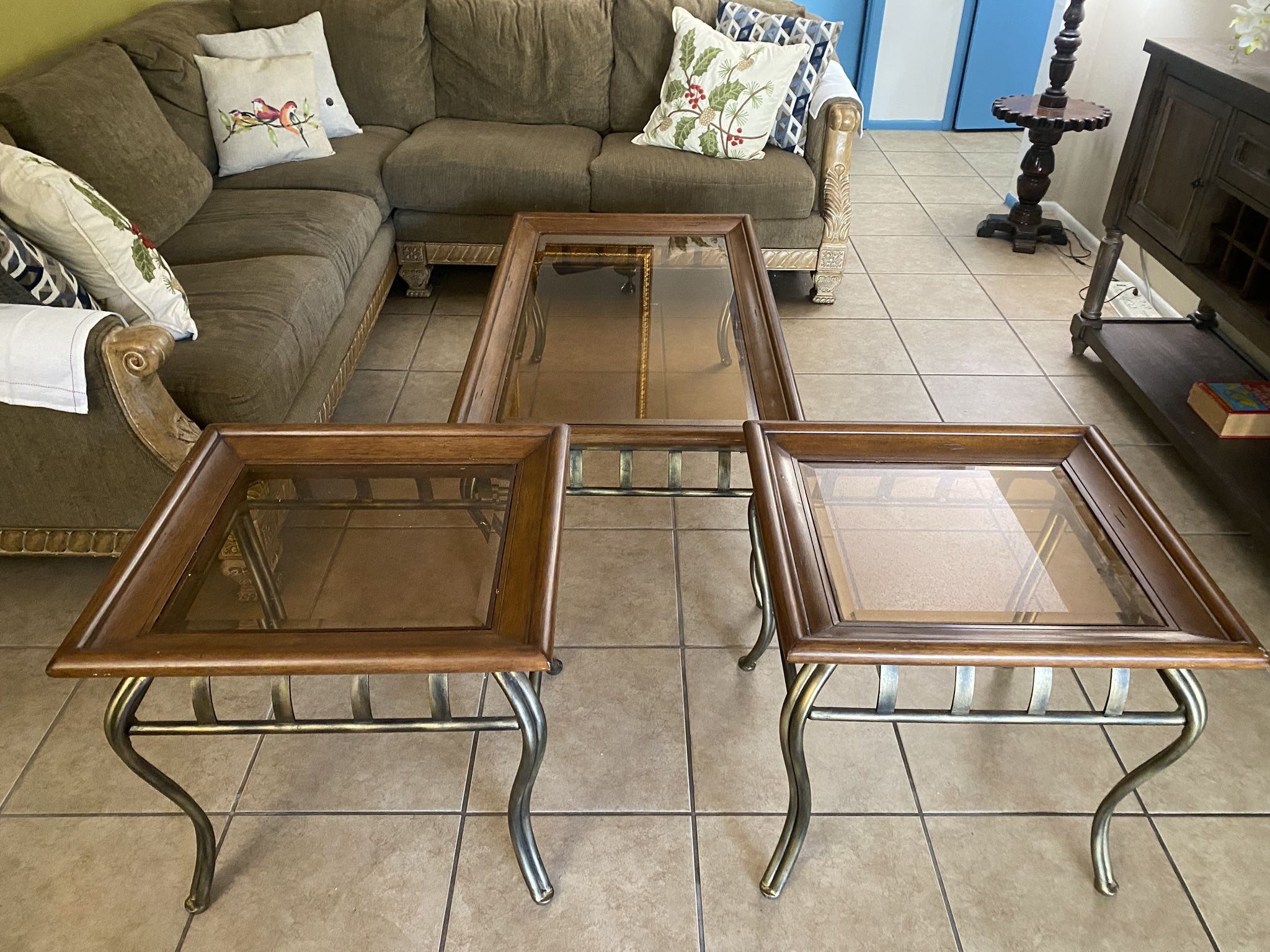 Set Of Coffee Table And Side Table With Glass