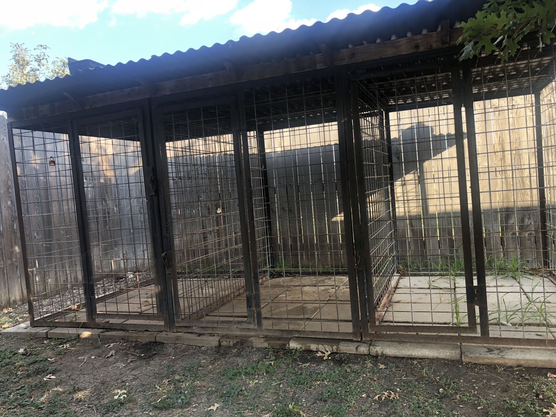3 Heavy Duty Iron Dog Kennels With Roof