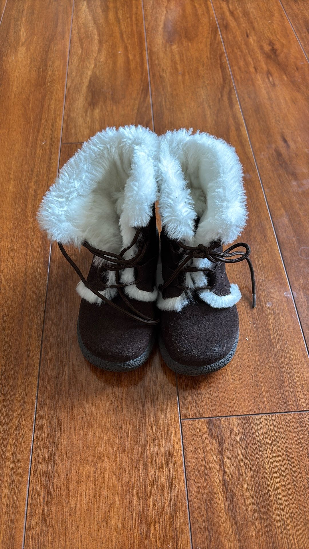 Janie and Jack Leather Faux-Fur Trim Brown Boots Infant Girls Sz 11