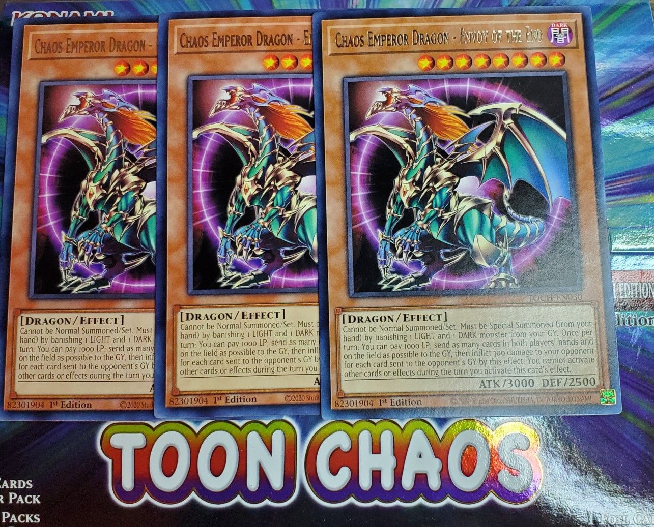 3x Chaos emperor dragon envoy of the end TOCH-EN030 1st edition