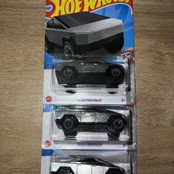 Hot Wheels Tesla Cybertruck 3x All International No Guaranteed For Life On Card Diecast