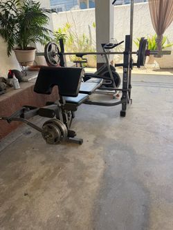 Olympic Weight Bench Set – 230 LBS Weights + Barbell