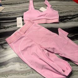 Alo Yoga Pink Sports Bra and Leggings Set