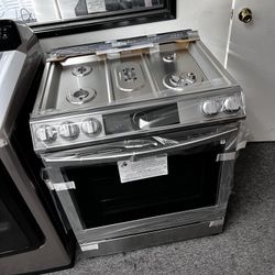 SAMSUNG SLIDE IN GAS RANGE IN STAINLESS STEEL