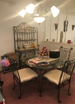 Glass Dinette set with bakers rack