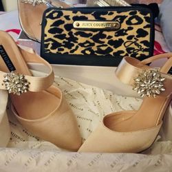 GORGEOUS HEELS NUDE WITH RHINESTONE ACCENT $20.0