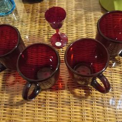 4 Ruby Red Cups
