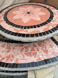 Concrete Patio Table and Bench Set