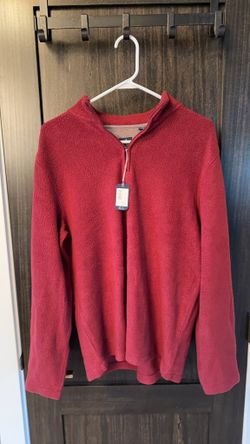 Johnnie-O Men's Red Quarter-Zip Fleece Pullover Medium 0402