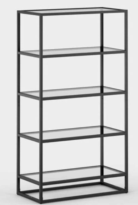 Black Bookshelf With Tempered Glass Shelves