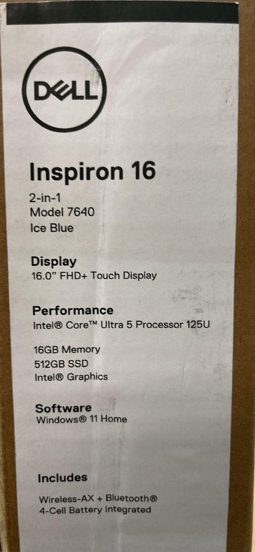 Dell Inspiron 16’ LAPTOP 512Gb SSD 16GB Ram Sealed