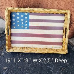 Warren Kimble American Flag Wicker Tray $10 See Video Photos