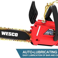 [DamageBox/New]Cordless Chainsaw/WESCO/10" Battery Charger Included/Tool-Free Chain Tensioning