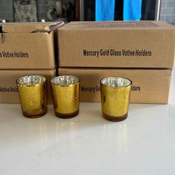 Gold Mercury Glass Votive Holders