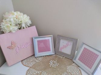 Set Of 4 Girl Room Decor Frames/Canvas