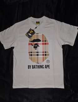 BAPE x Burberry Check Ape Head T-Shirt, White, Size L & XL
