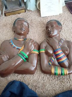 Pair of African Figure Wall Plaques