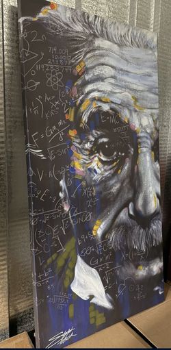 Albert Einstein Canvas By Stephen Fishwick Painting