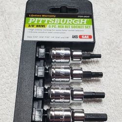 Hex Bit Socket Set, 6pc, 3/8 DrivePITTSBURGH 3/8 in. Drive SAE Hex Socket Set, 6-Piece