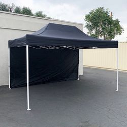 (New) $160 Heavy Duty EZ Pop-up Canopy 10 x 15 FT with (1 Sidewall, Carry Bag) White or Black