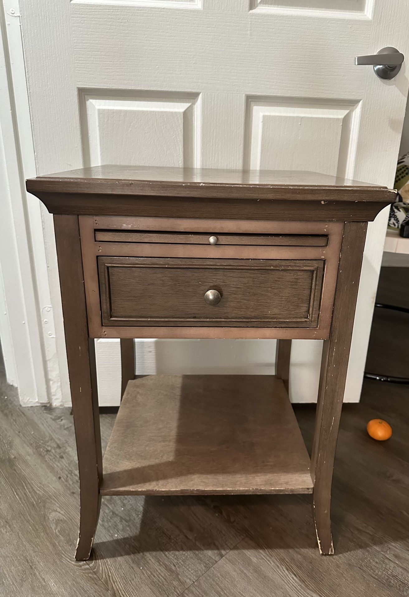 Solid Wood Nightstand with Drawer and Shelf