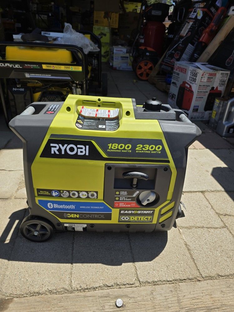 Ryobi 2300 Watt Recoil Start Bluetooth Super Quiet Gasoline Powered Digital Inverter Generator